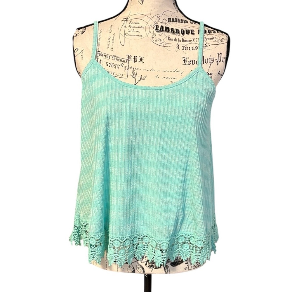 Line & Dot Women’s Lace Trim Tank Spaghetti Straps Cut Out Back Size XS New